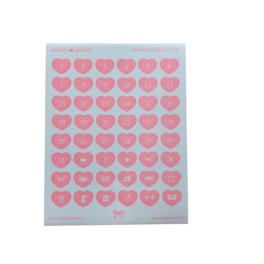 Simply Gilded heart icons-dates Sticker Sheet